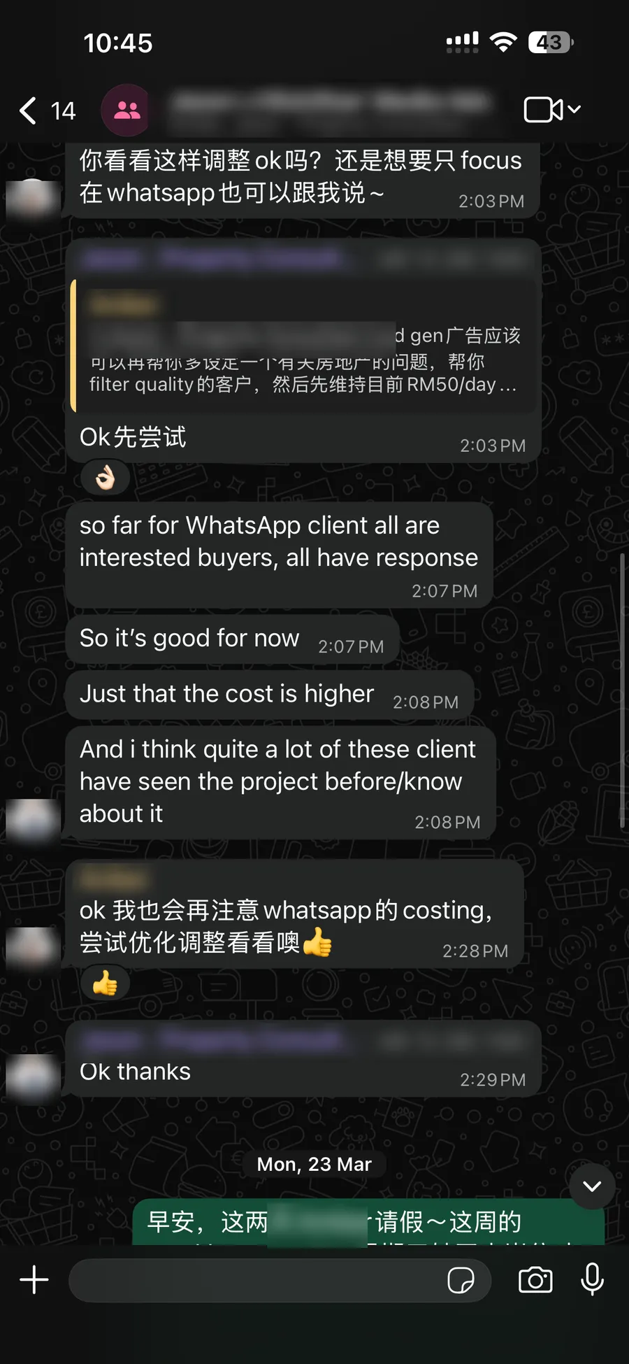 Client feedback: WhatsApp leads are interested buyers